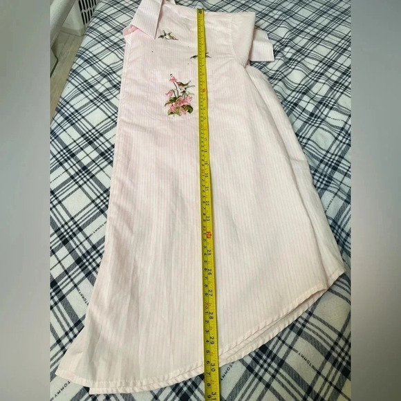 Vintage P.G.B Pink Stripe Embroidery Floral Bird Print Women Large Novelty - Picture 7 of 9